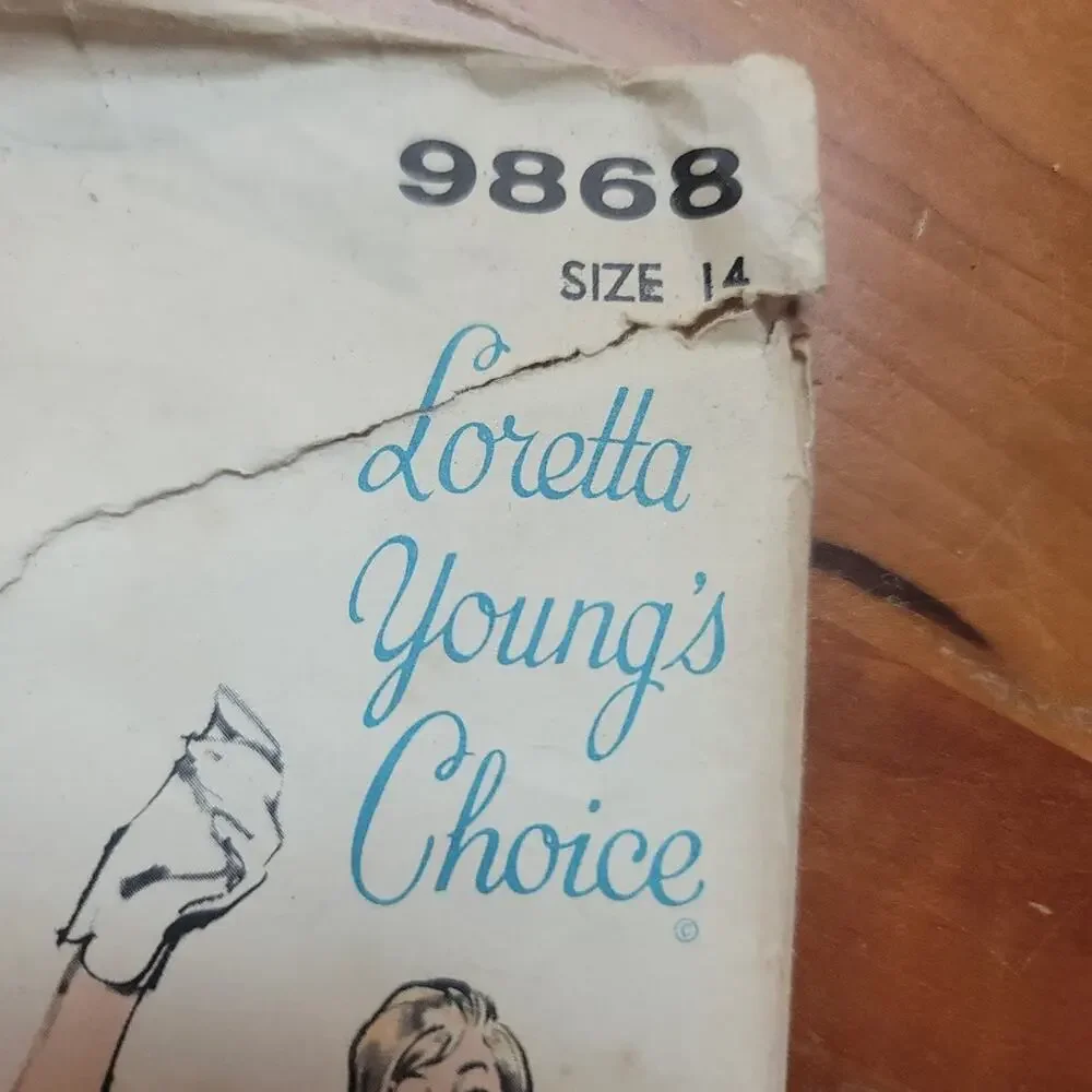 Loretta Youngs 9868 Size 14 dress Vintage Sewing Pattern Unused 50s 60s 70s